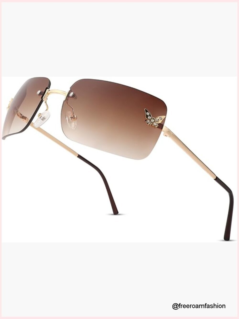 Rectangular Rimless Sunglasses Retro Trendy Y2K Square Sun shades